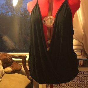 Sexy plunging black tank top